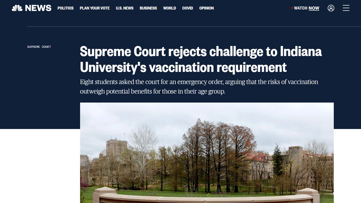 Supreme Court rejects challenge to Indiana University's vaccination ...
